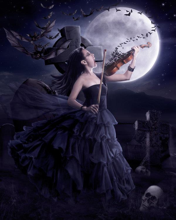 Vampire Queen and the Full Moon Photo Manipulation