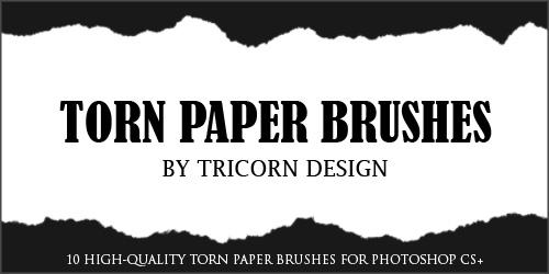 Torn Paper Brushes by TriCornDesign photoshop resource collected by psd-dude.com from deviantart