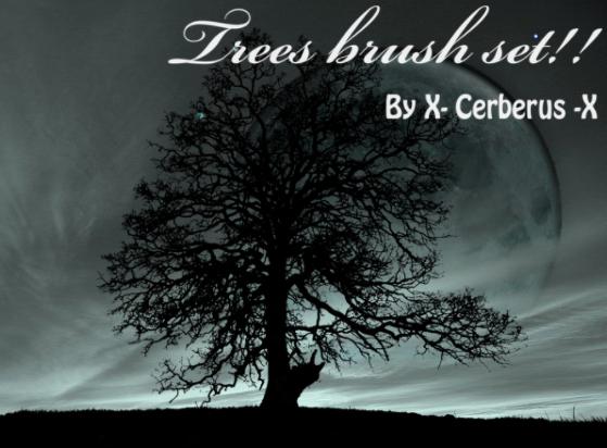 Trees
 brush set by X-Cerberus-X photoshop resource collected by psd-dude.com from deviantart