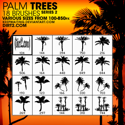 PS7
 PALM TREE BRUSHES SET2 by KeepWaiting photoshop resource collected by psd-dude.com from deviantart