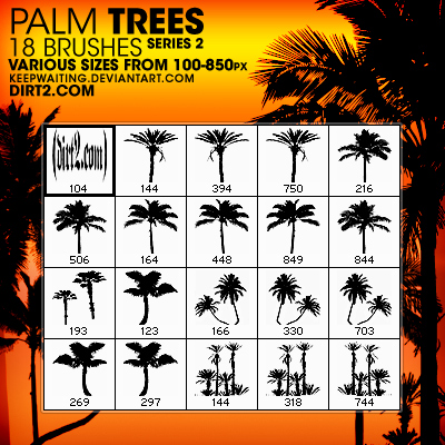 PS7
 PALM TREE BRUSHES SET2 by KeepWaiting photoshop resource collected by psd-dude.com from deviantart