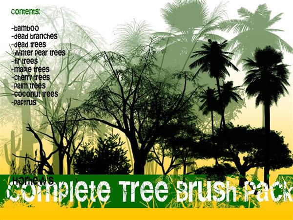 Complete
 Tree Brush Pack by Horhew photoshop resource collected by psd-dude.com from deviantart