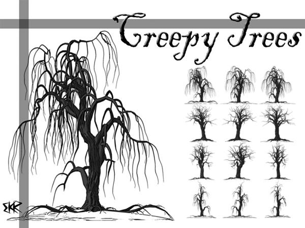 Creepy
 Tree Brushes by deathoflight photoshop resource collected by psd-dude.com from deviantart