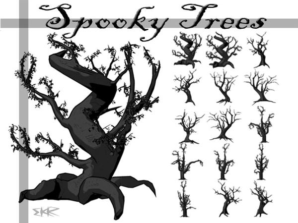 Spooky
 Tree Brushes by deathoflight photoshop resource collected by psd-dude.com from deviantart