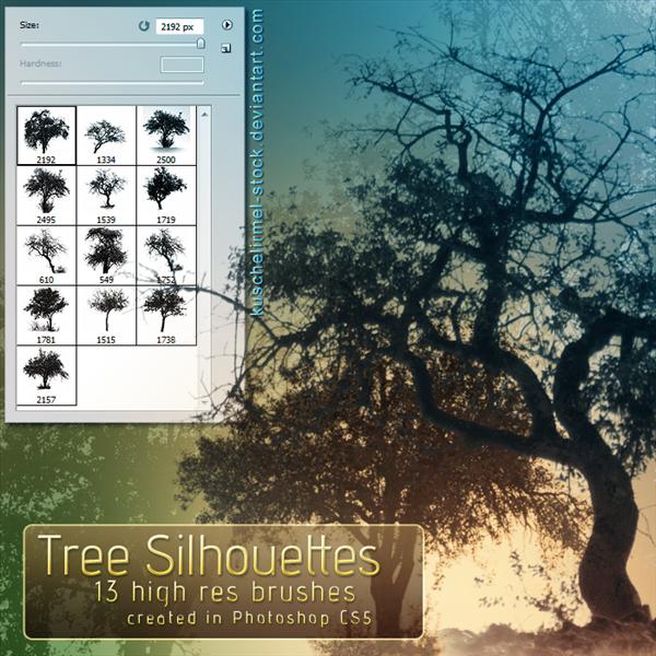 Tree
 Silhouette Brushes by kuschelirmel-stock photoshop resource collected by psd-dude.com from deviantart