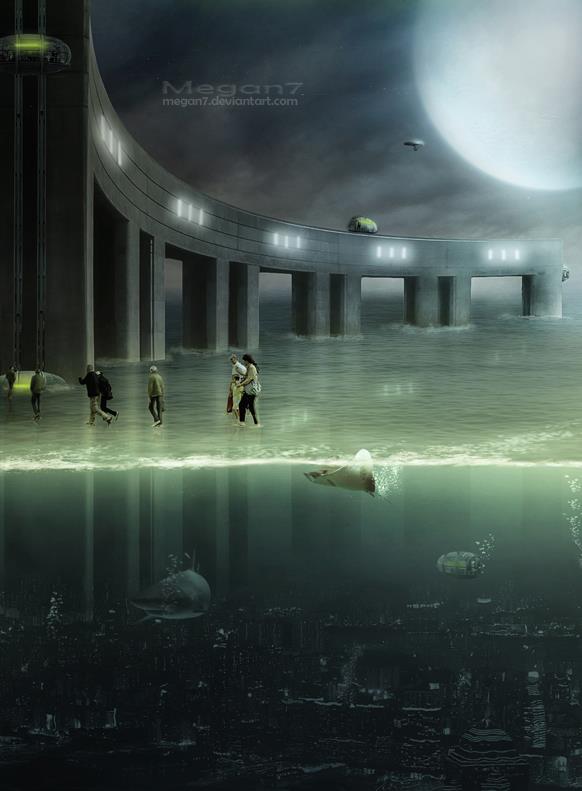 Year 3012 Sci Fi Underwater City in Photoshop