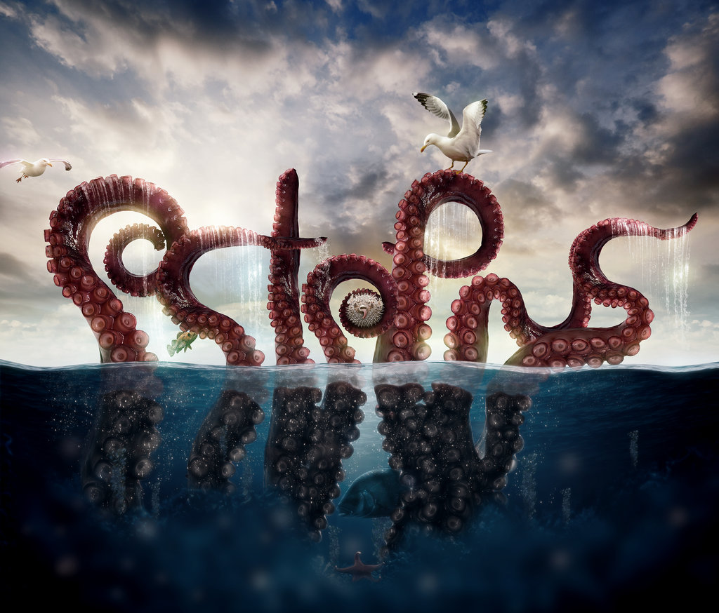 Octopus Water Typography in Photoshop