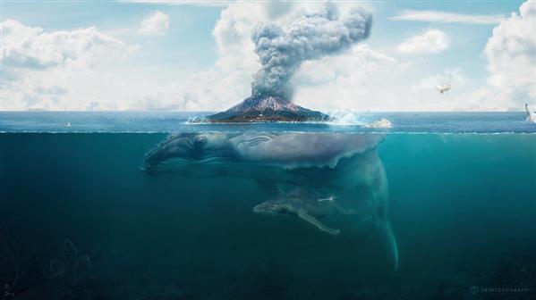 The Volcano Island Photoshop Artwork 