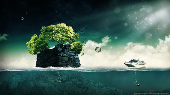 Underwater Landscape Photo Manipulation