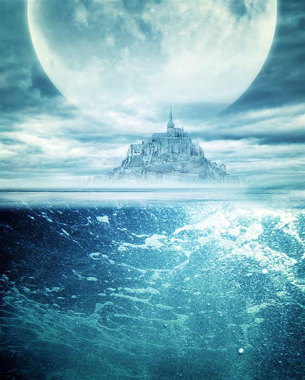 Underwater and Island Castle Premade Background