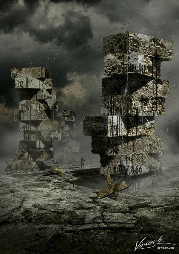 Surreal Stone Rock Building Photoshop Manipulation