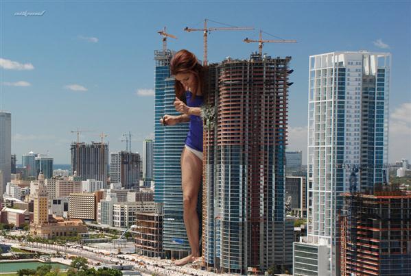 Giant Woman in the City Photo Manipulation