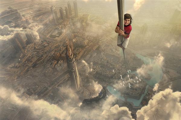 Reaching the City Sky Photo Manipulation