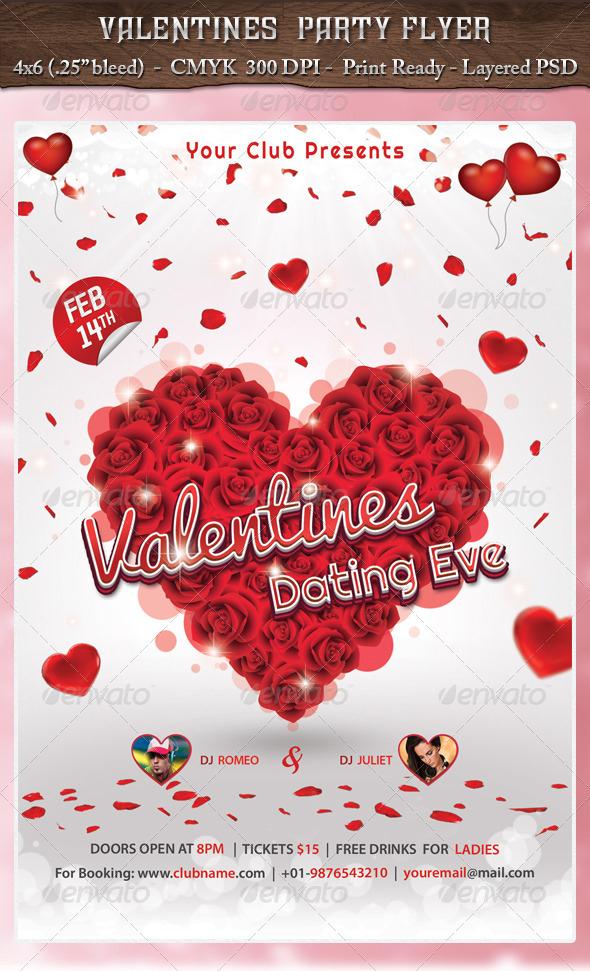 Red Rose Heart Party Flyer