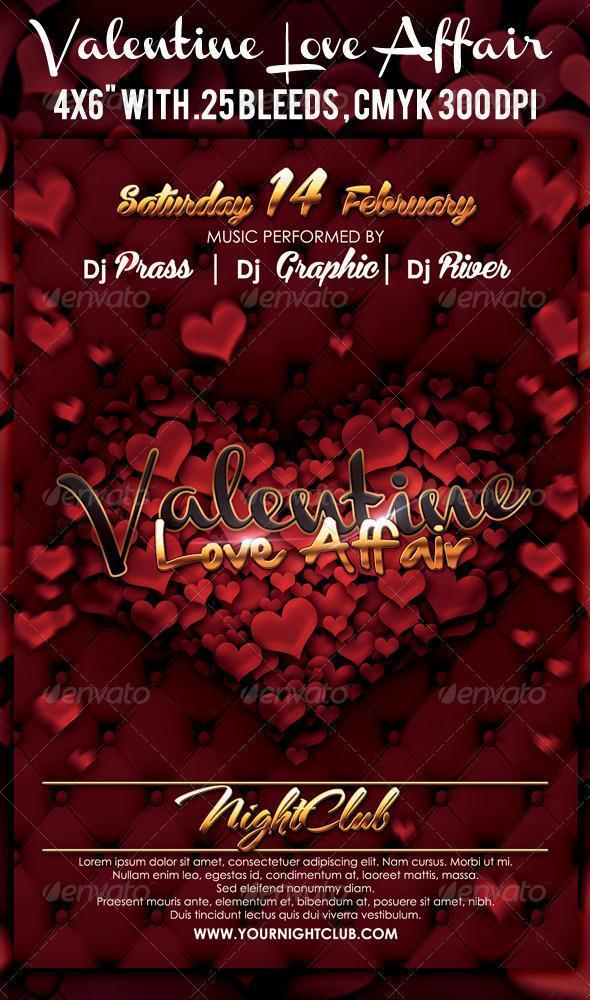 Valentine Love Affair Template for Party Flyers