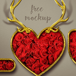 Valentine Photoshop Free Style with Rose Pattern and <span class='searchHighlight'>Gold</span> Border psd-dude.com Resources