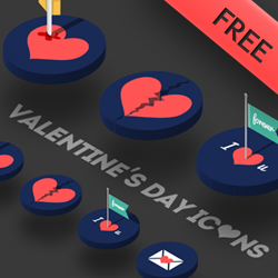 Free Love Icons with Isometric 3D Perspective psd-dude.com Resources