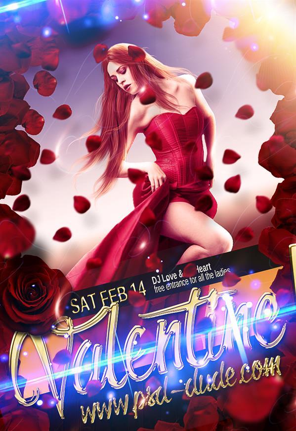 Create Valentines Day Lady in Red Flyer in photoshop