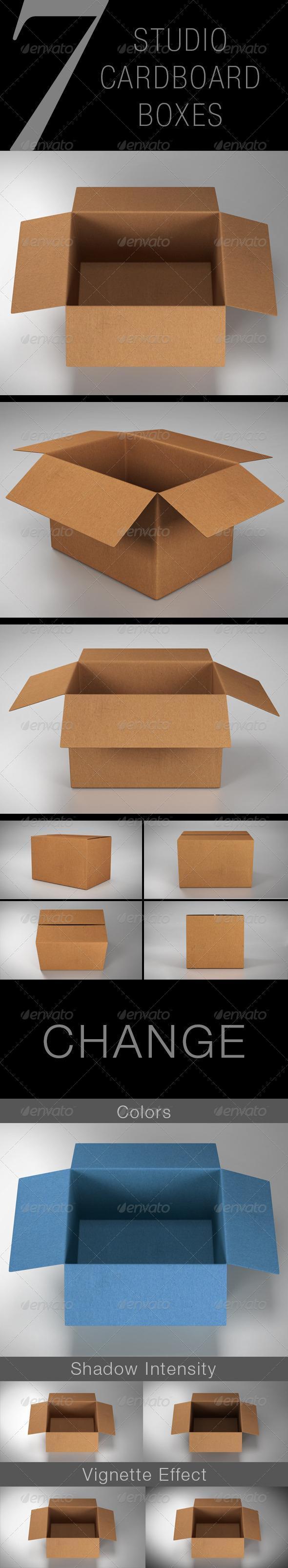 7 Realistic Cardboard Boxes with PSD Premium Files