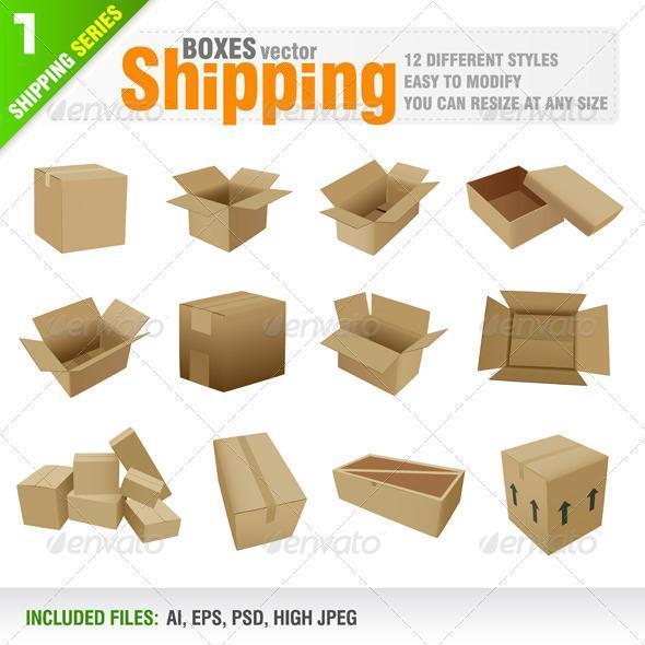 Shipping Box Vector PSD Premium File