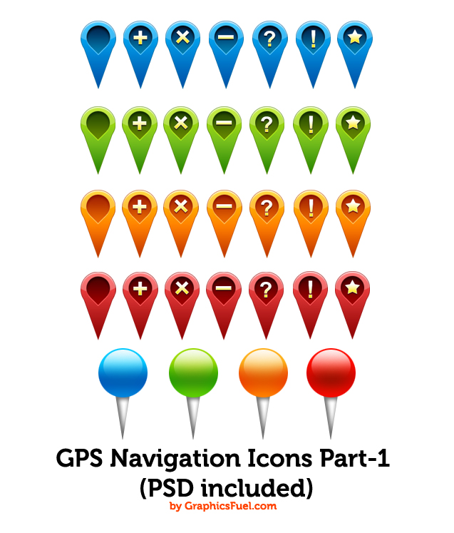 Map Pin Icons PSD