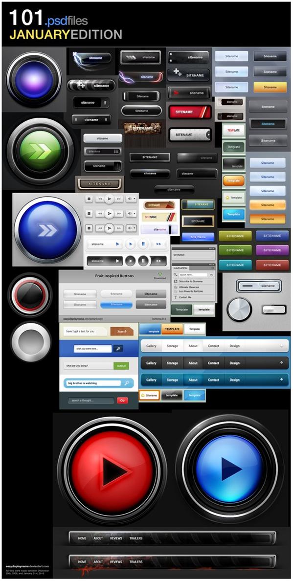 Button
 Collection 101 files by easydisplayname photoshop resource collected by psd-dude.com from deviantart