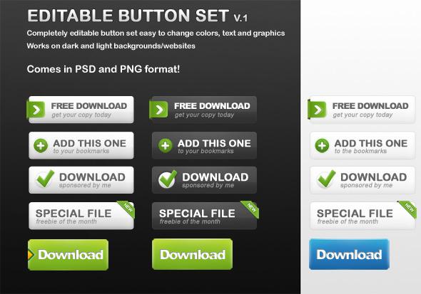 Free
 Button Set by Ferendor photoshop resource collected by psd-dude.com from deviantart