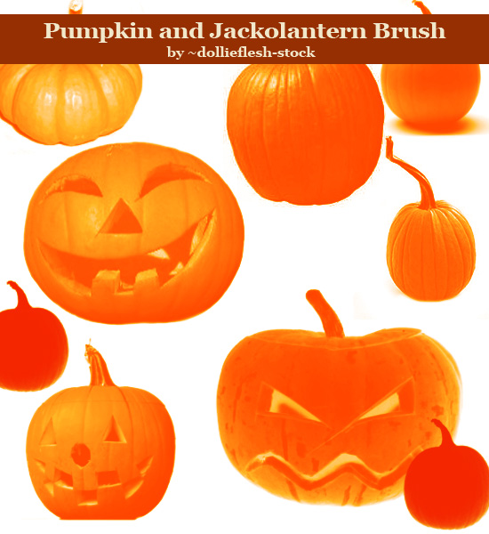Realistic Pumpkin and Jackolantern Photoshop Brush For Halloween