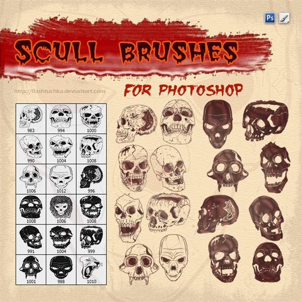 Halloweeb Vector Skulls Bruhes For Photoshop