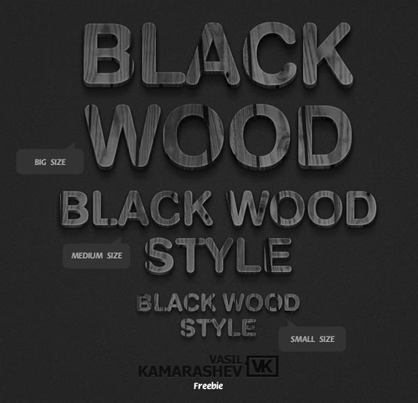 3D Black Wood Photoshop Text Style