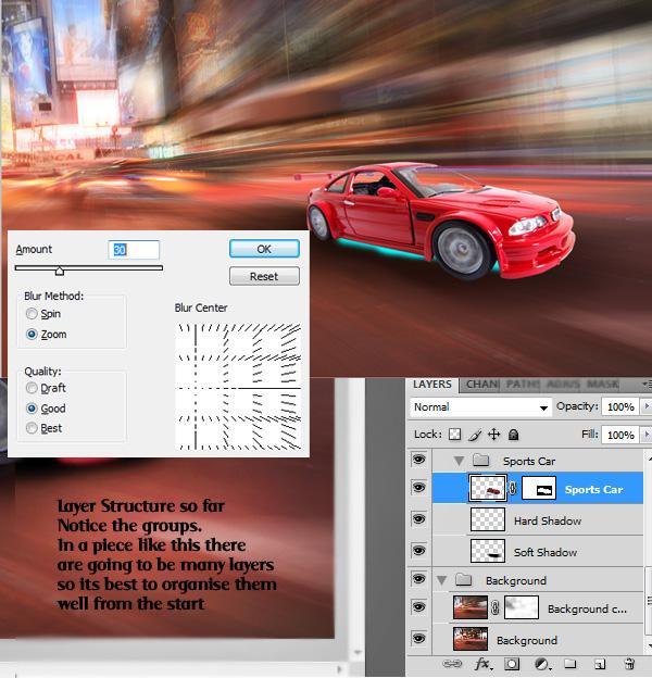 Car Action Motion Effect in Photoshop Using Zoom Blur