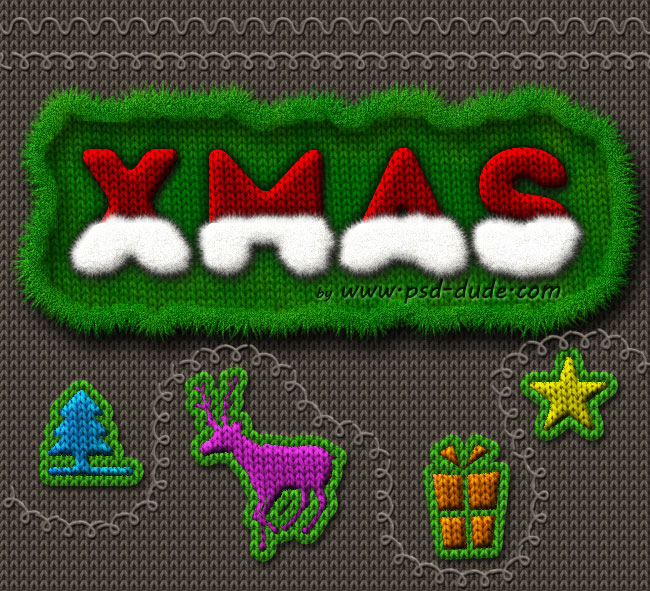 Christmas Knitted sweater Photoshop Text Effect