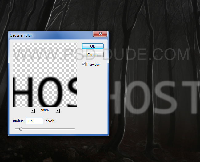 Spooky ghost text effect with Gaussian blur