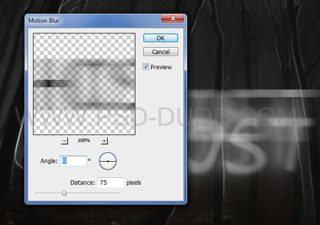 Spoooky Photoshop text effects extra layers Motion Blur filter
