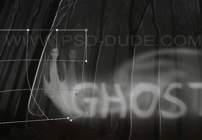 Photoshop warped spooky ghost silhouette