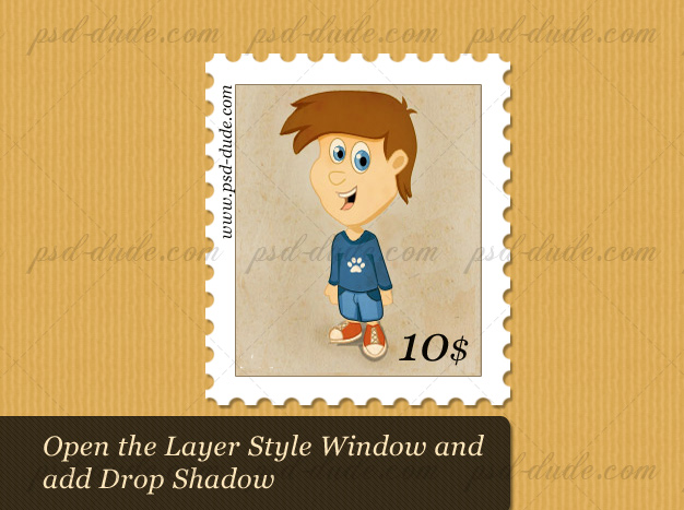 Add Drop Shadow to the Photoshop stamp effect