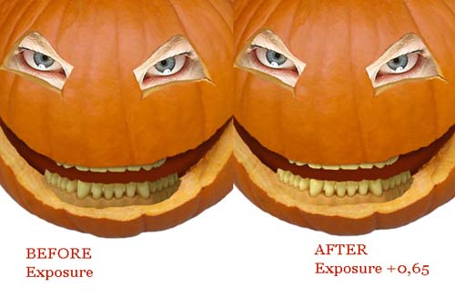 adjust exposure on the teeth