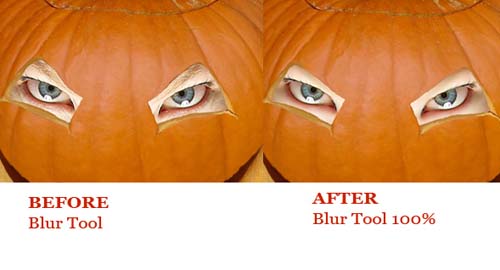 adjust the pumpkin eyes with the blur tool