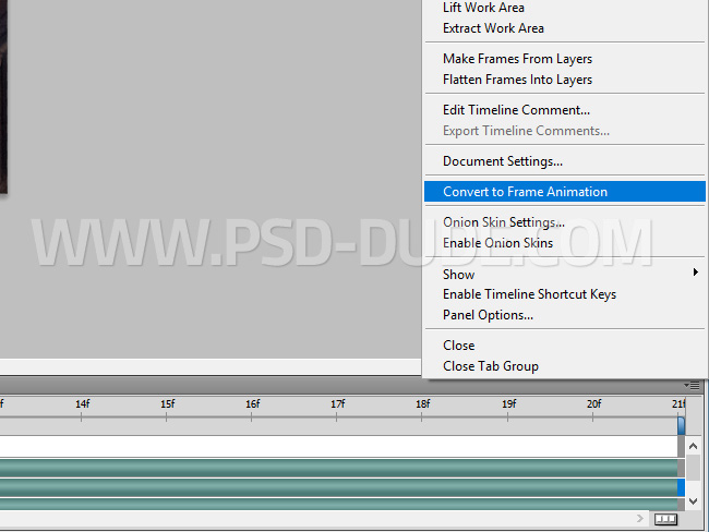 Convert to Frame Animation in Photoshop